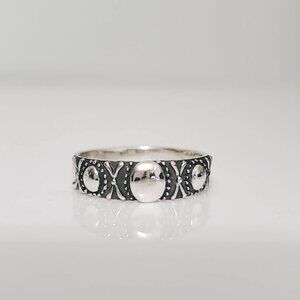 Sterling Silver Bali Ring, 925 Stamped, Bohemian Band, Beaded Ring, Boho Chic